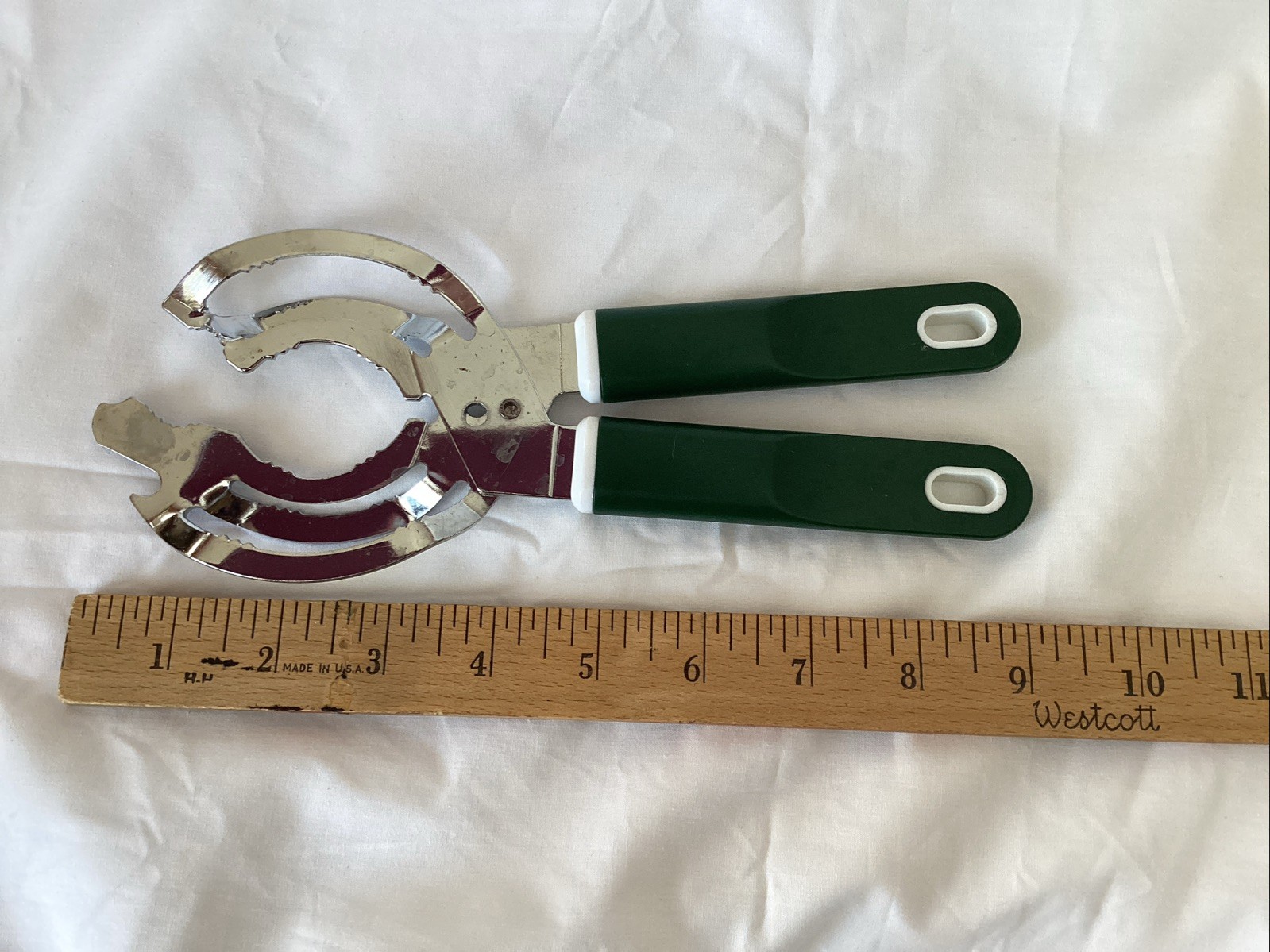 Vtg Handheld Stainless Steel With Plastic Handles Jar Opener Pre-Owned
