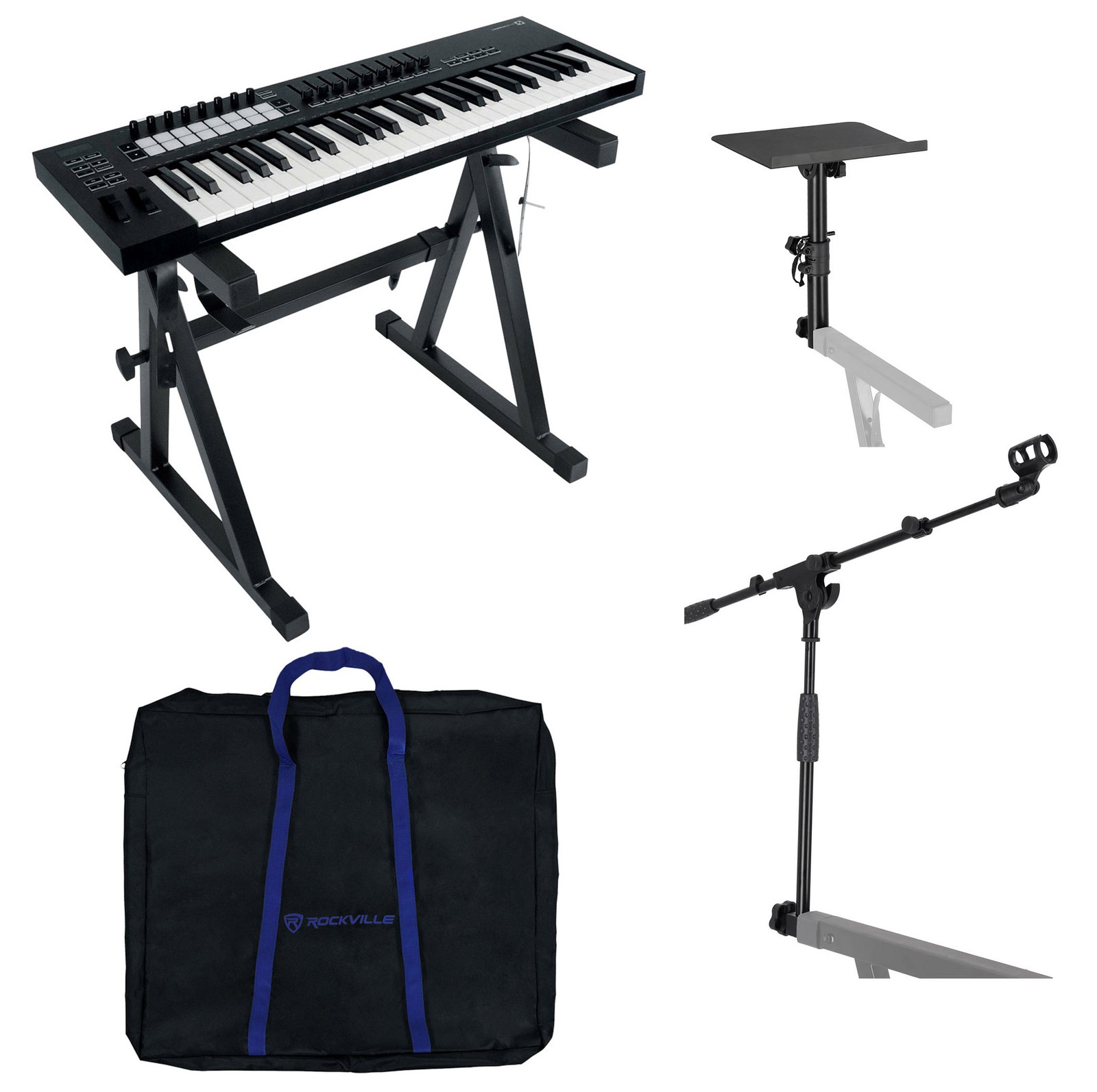 Rockville Z50 Z-Style Pro Keyboard Stand+Bag+Mic+Laptop Stand Attachments