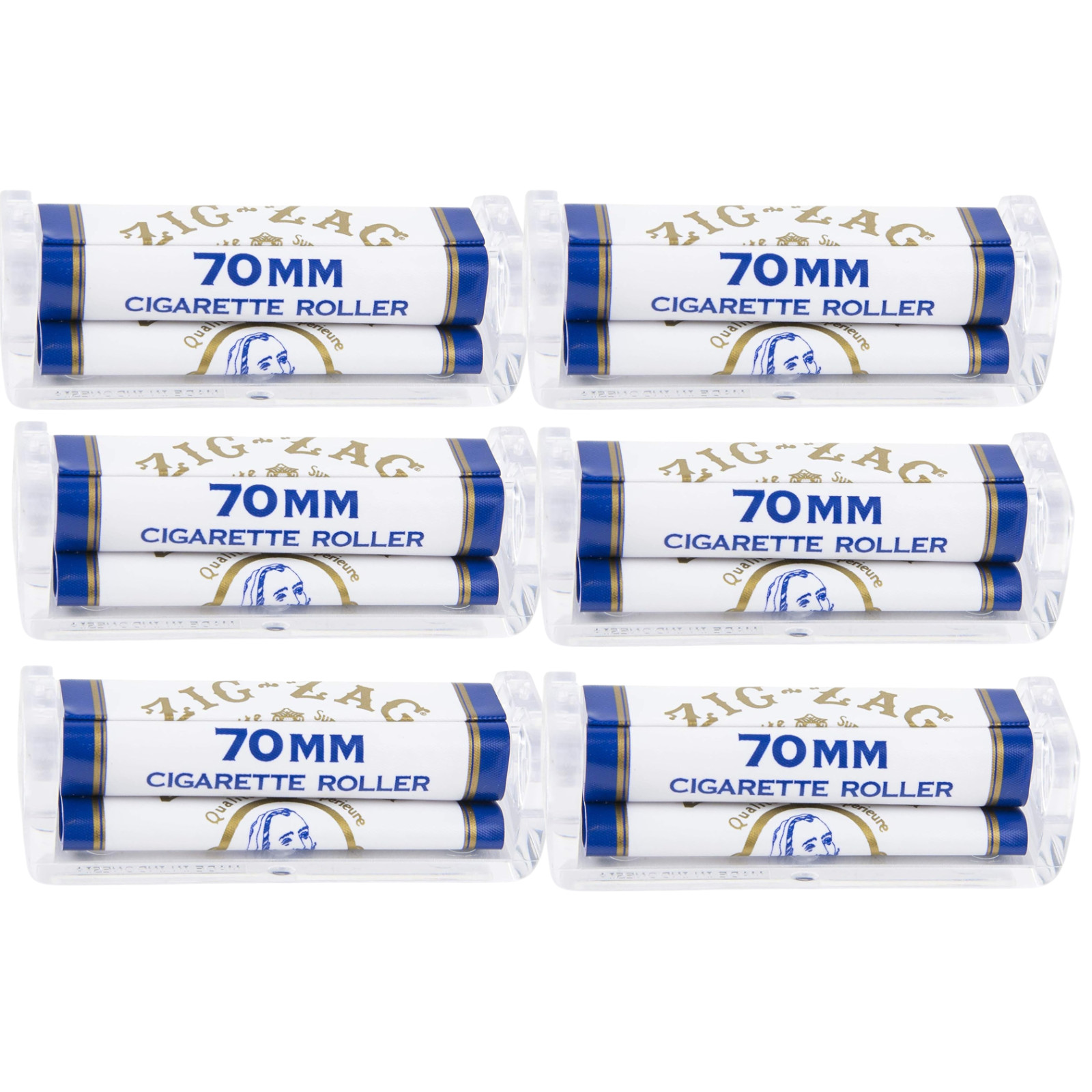 Zig-Zag Cigarette Roller 70mm | Classic Manual Rolling Machine 12ct Full Box