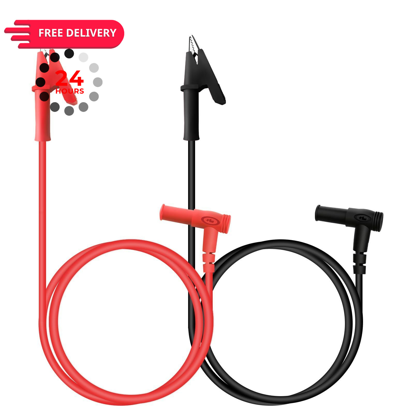 VWTNI 3.3FT Multimeter Test Leads, 4mm Banana Plug to Alligator 3.3FT, Red
