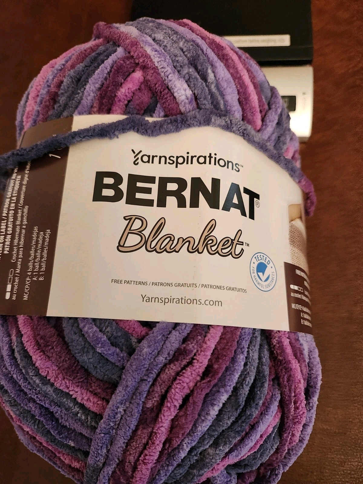 PARTIAL SKEIN BERNAT BLANKET YARN  8.1  oz PURPLE SUNSET