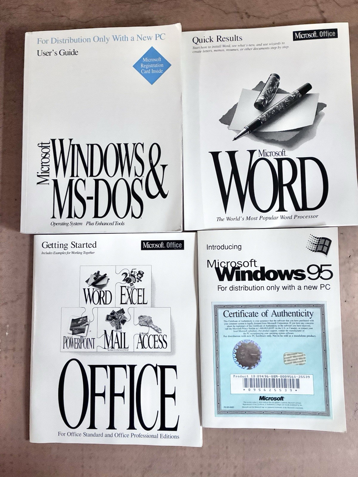 Vintage Computing Microsoft Windows 95 MS-DOS OEM Manual Guide Lot Office 4