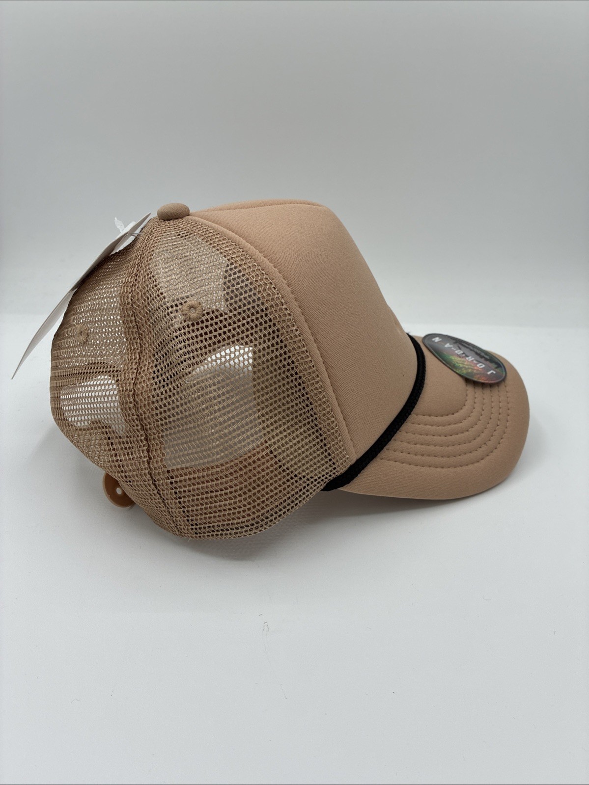 Jordan Jumpman logo foam mesh back adjustable trucker hat kids sz light tan NWT