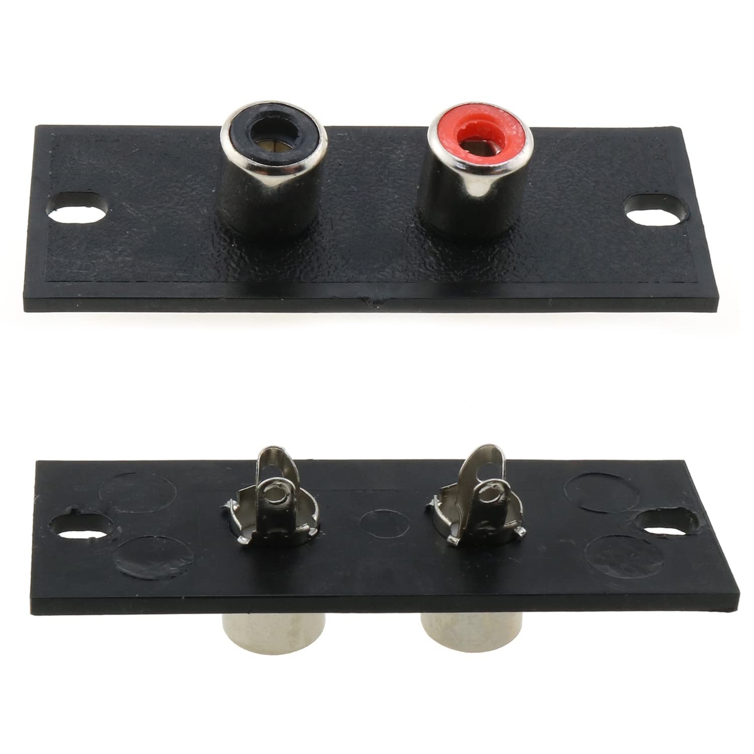 LUORNG 6pcs 2 Way RCA Terminal Wall Panel Plate Input Phono Chassis Black