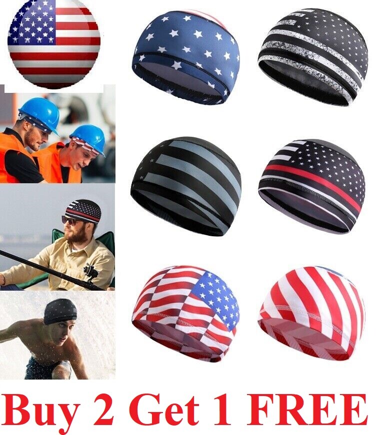 Moisture Sweat Wicking Cooling flag Dome  Cap Helmet Liner Sport patriotic hat