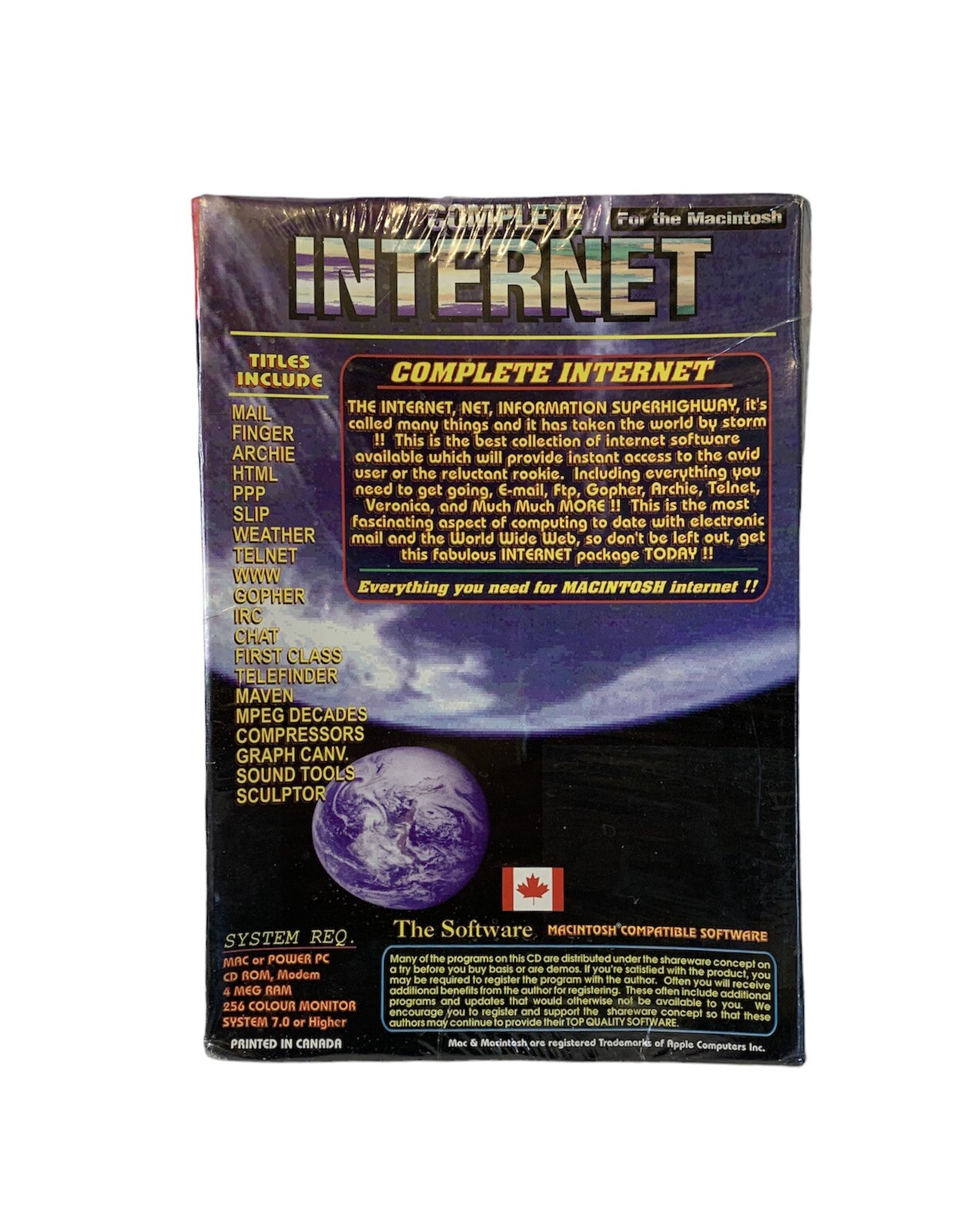 Complete Internet CD Rom by Software Solutions for Mac Sealed VTG