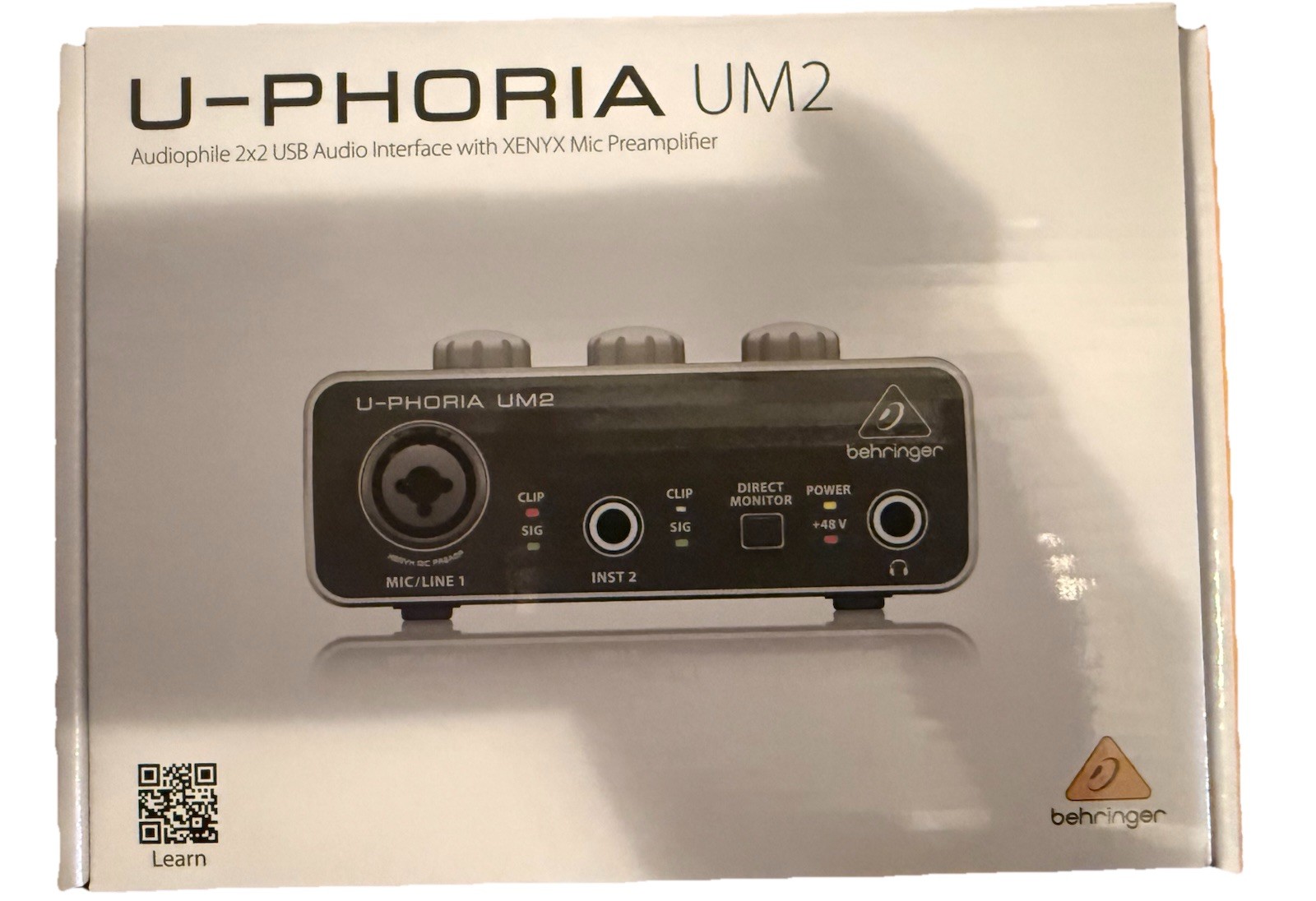 Behringer U-Phoria UM2 USB Audio Interface 2x2 XENYX Preamp w/ Box Cable