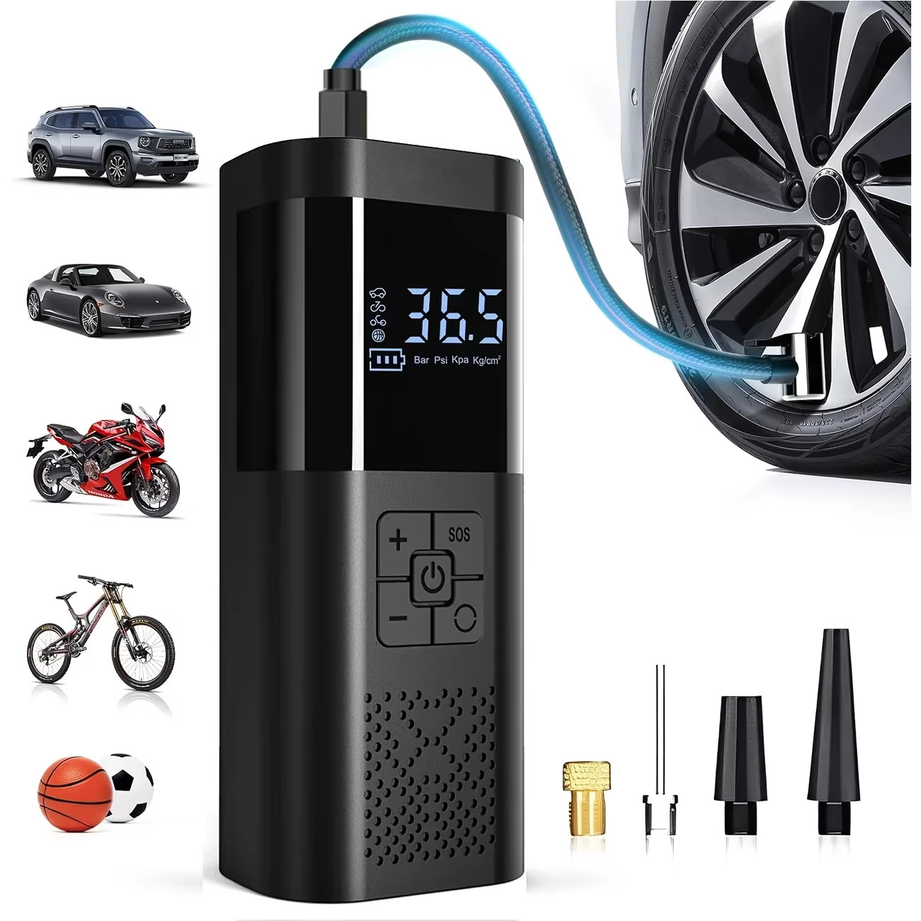 Portable Cordless Car Air Compressor 150PSI Tire Inflator w Digital Gauge