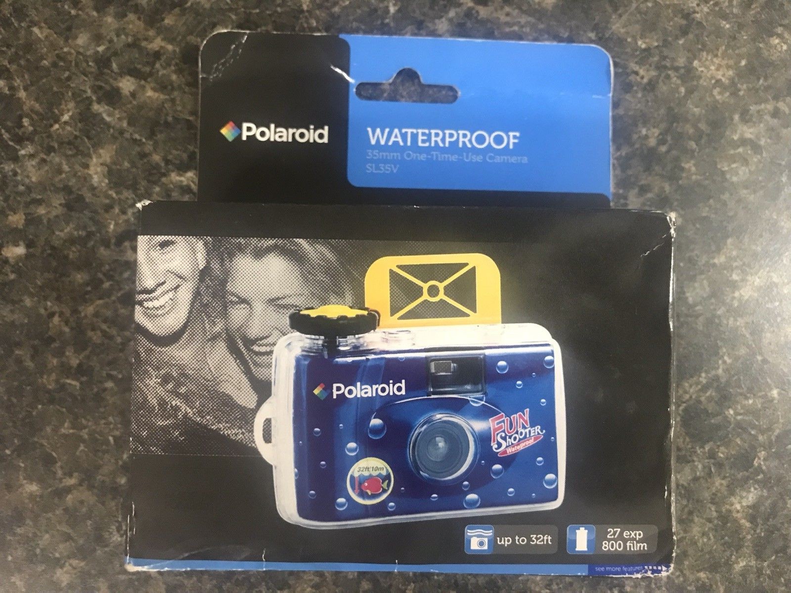 Polaroid SL35V Waterproof 35mm One Time Use Camera 800 Speed 27 Exp. EXP 2014