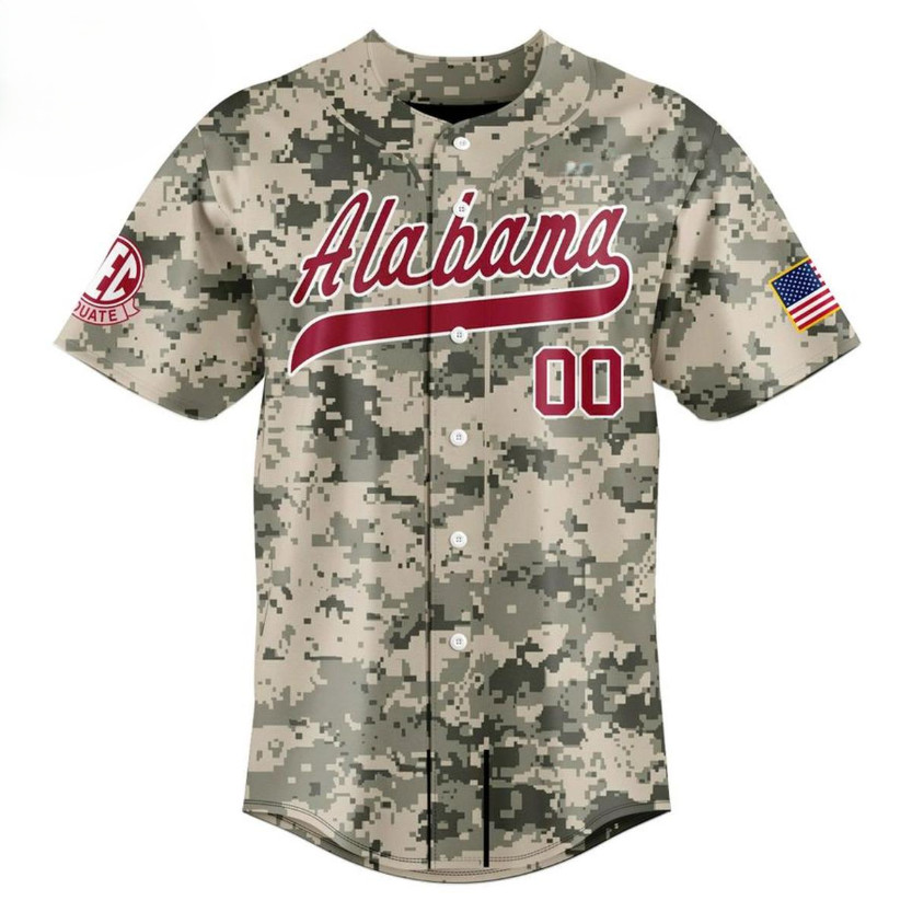 Alabama Crimson Tide 2026 Camo Personalized Baseball Jersey
