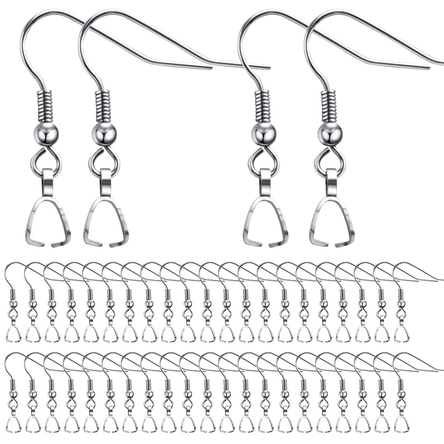 50PCS Stainless Steel French Earring Hooks with Clasps for DIY Jewelry Making