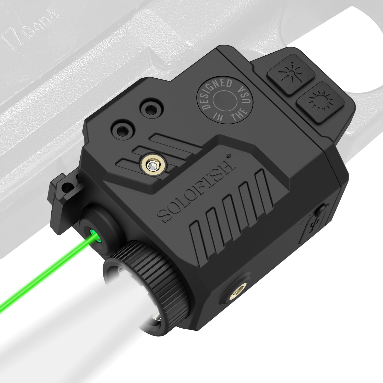 Solofish 800 Lumens Pistol Light Laser Combo, Strobe Function for Green/Red/Blue