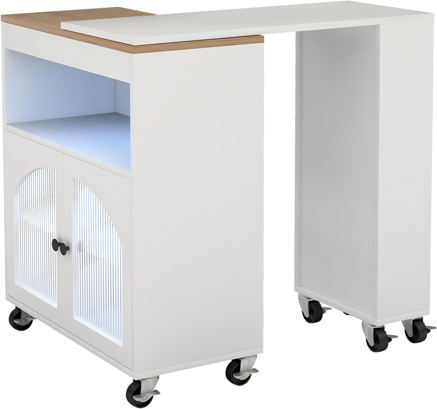41'' Rolling Kitchen Island Cart with Storage - Versatile White Table on Wheels