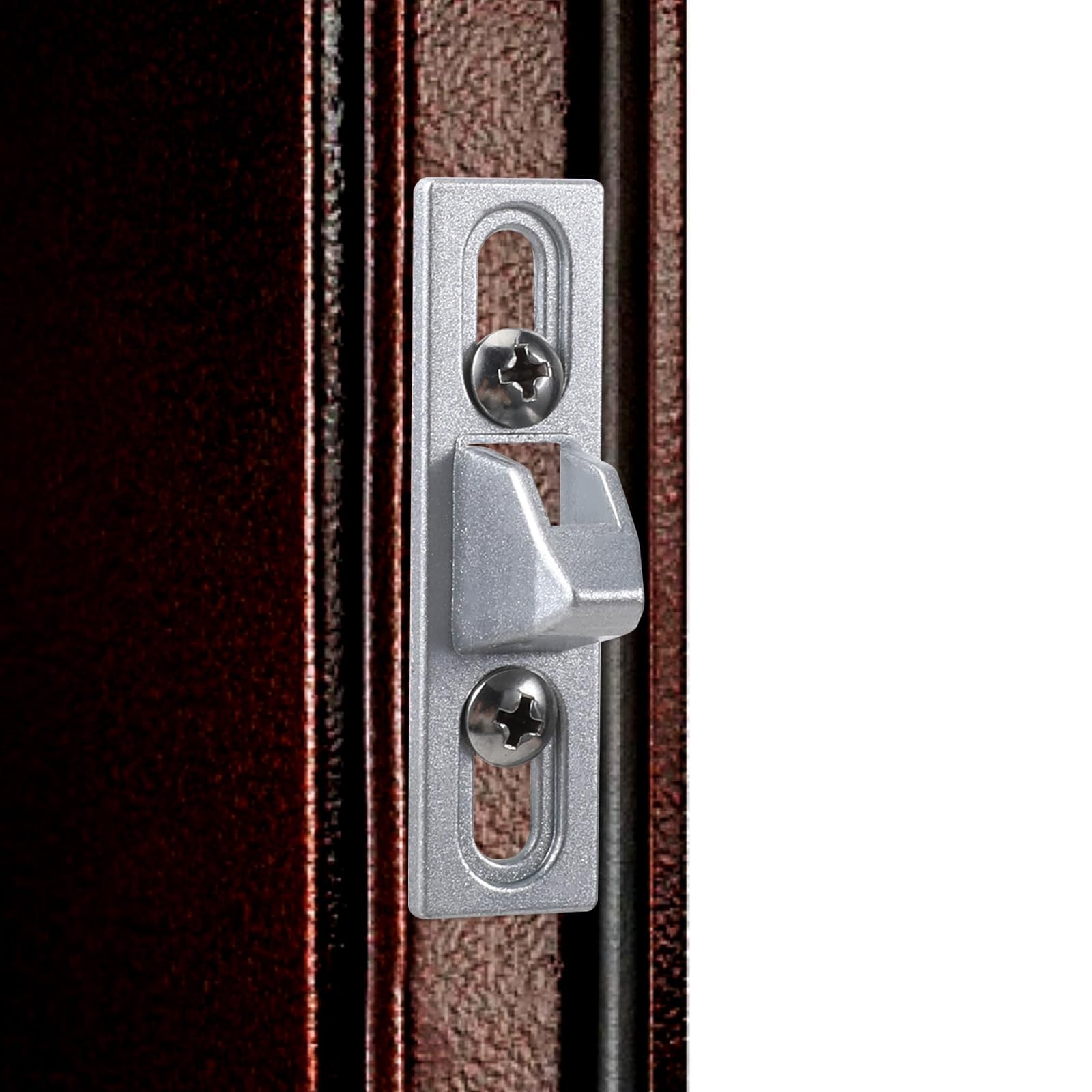 2 Pcs Sliding Door Keeper Glass Lock Retainer with mounting Silver