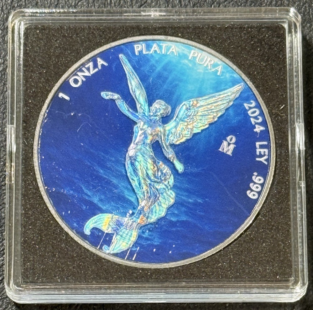 2024 1 Oz .999 Silver Mexico Libertad Holo Mermaid Blue Ocean Edition Coin!!