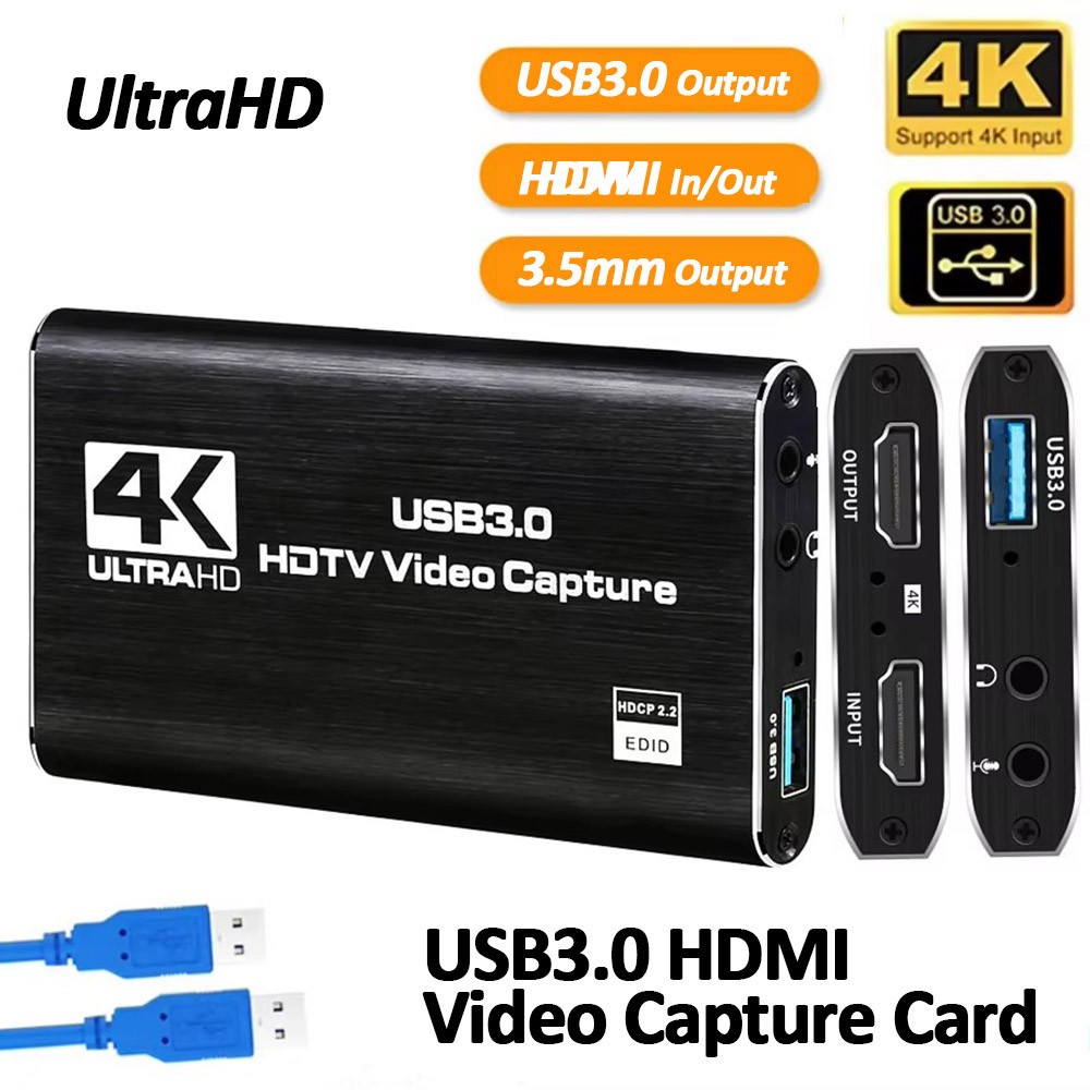 4K HDMI to USB 3.0 Video Capture Card Game Audio Video Live Streaming Recording