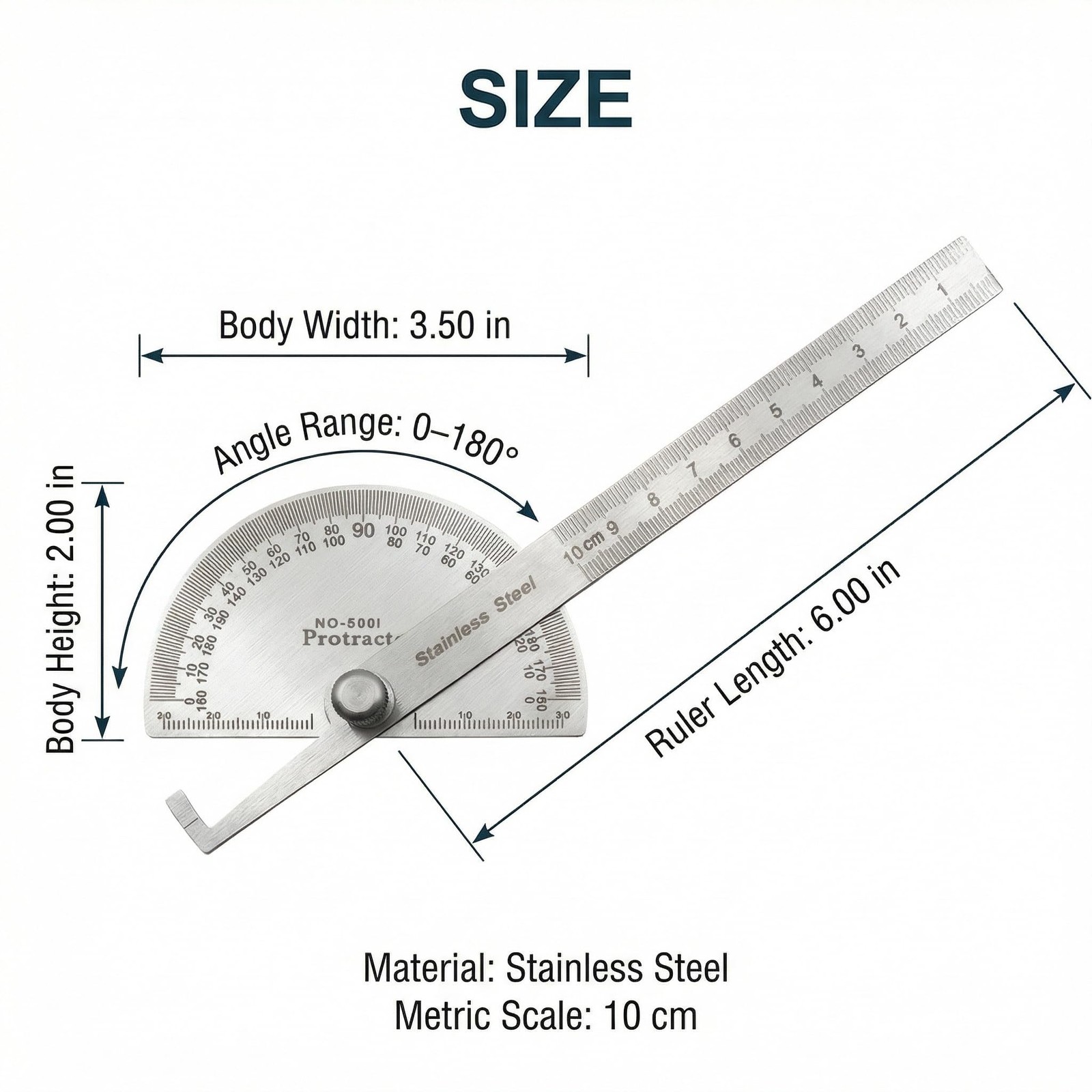 Stainless Steel Angle Finder Protractor, 0–180° Measuring Tool with...