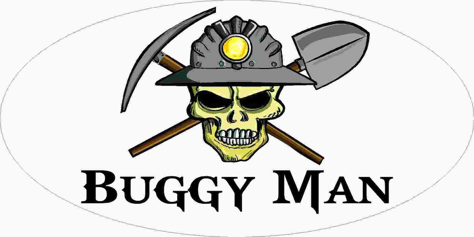 3 - Buggy Man Miner Skull Mining Tool Box Hard Hat Helmet Sticker WV H399