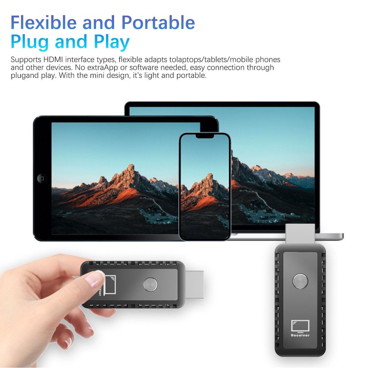 4K Wireless HDMI Video Transmitter and Receiver TV Stick Screen Share Extender.