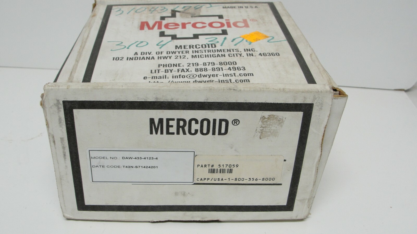 Mercoid Control DAW-433-4123-4 pressure switch new