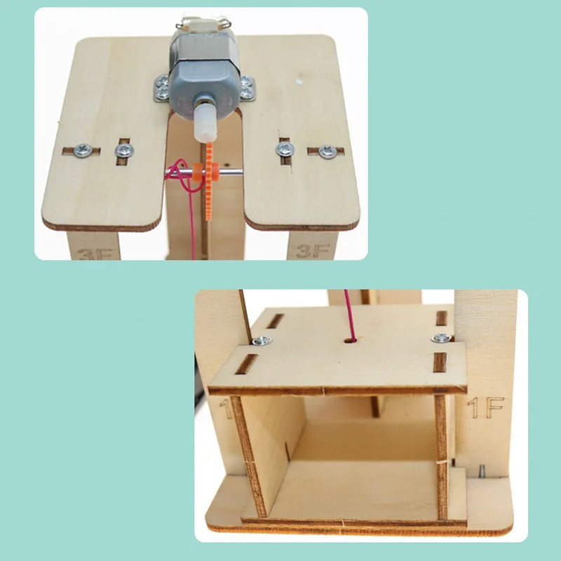 DIY Electric Remote Control Lift Elevator Wooden Model Kit Science School