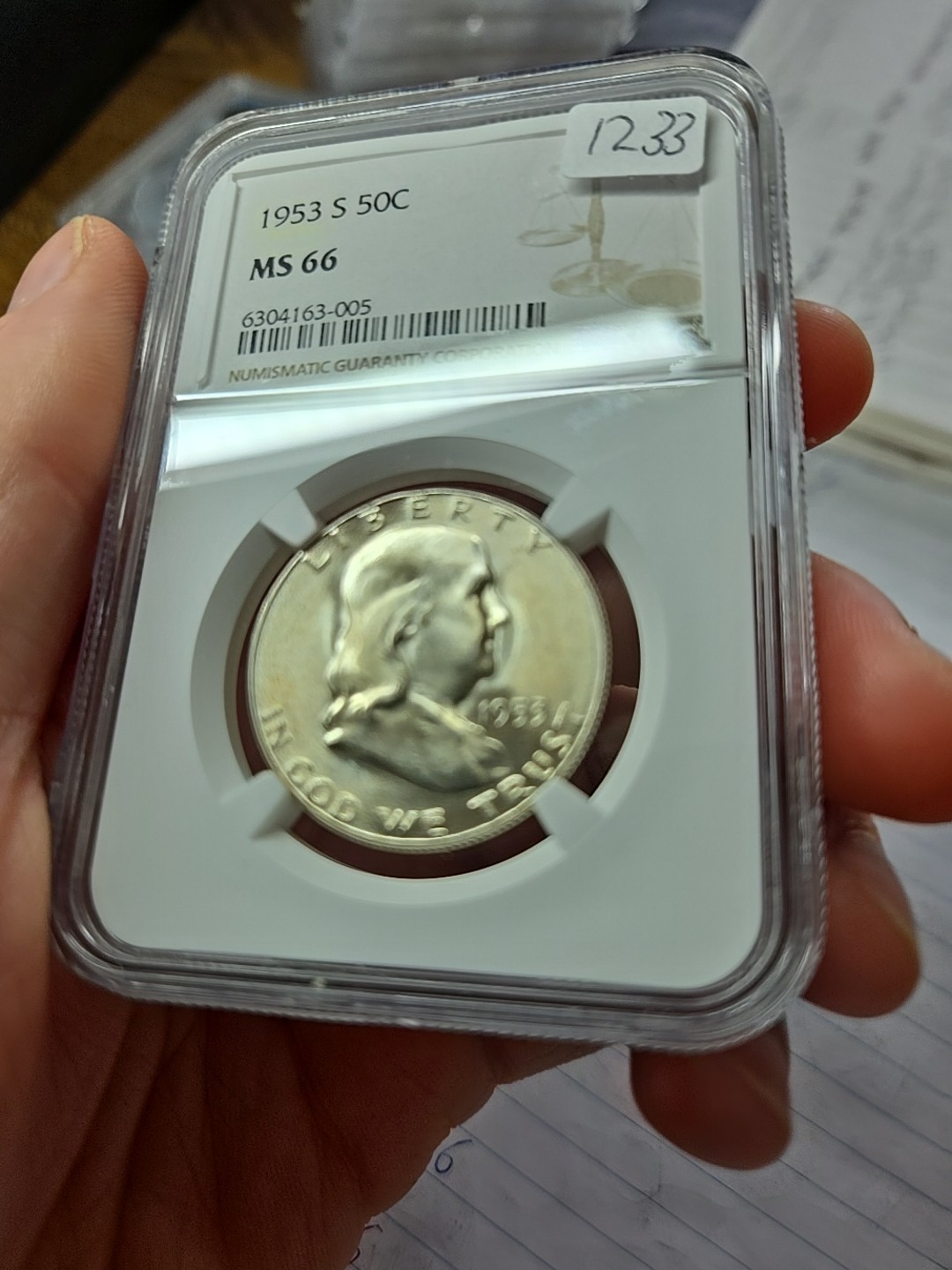1953-S 50C Franklin Half Dollar MS66 NGC.