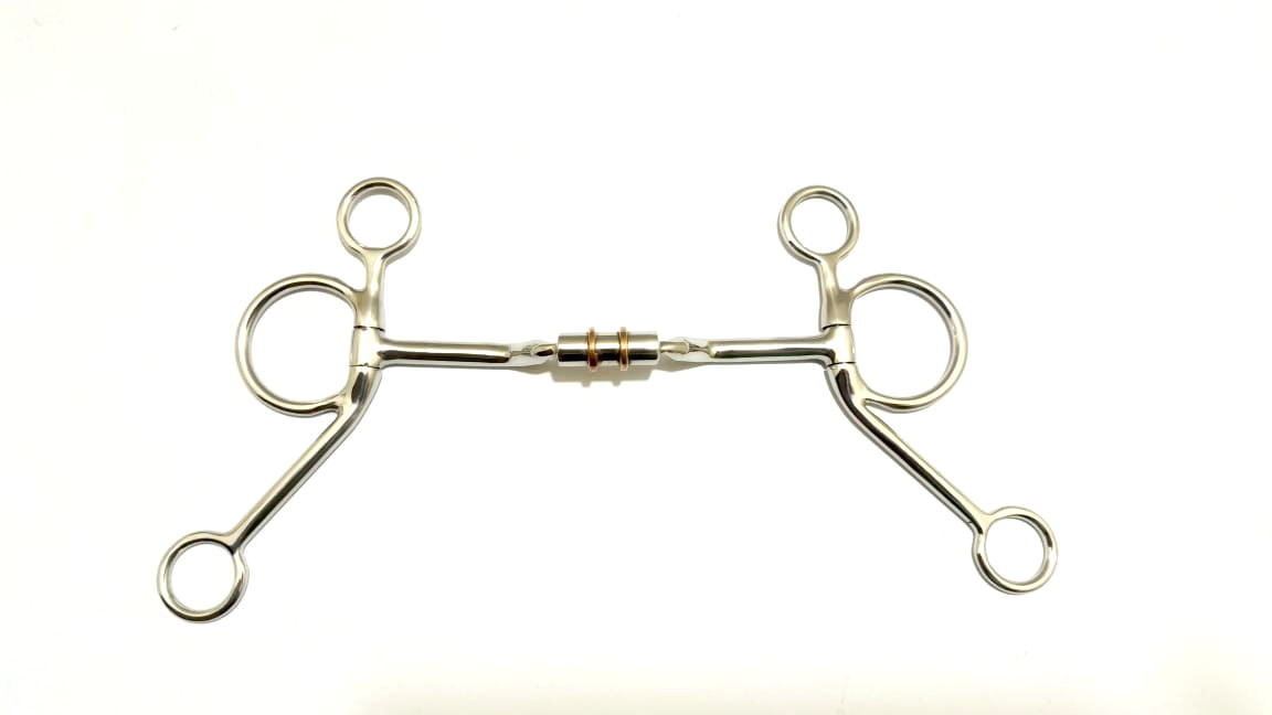 Western Pelham with Copper Roller Barrel Shank Snaffle Horse Bit