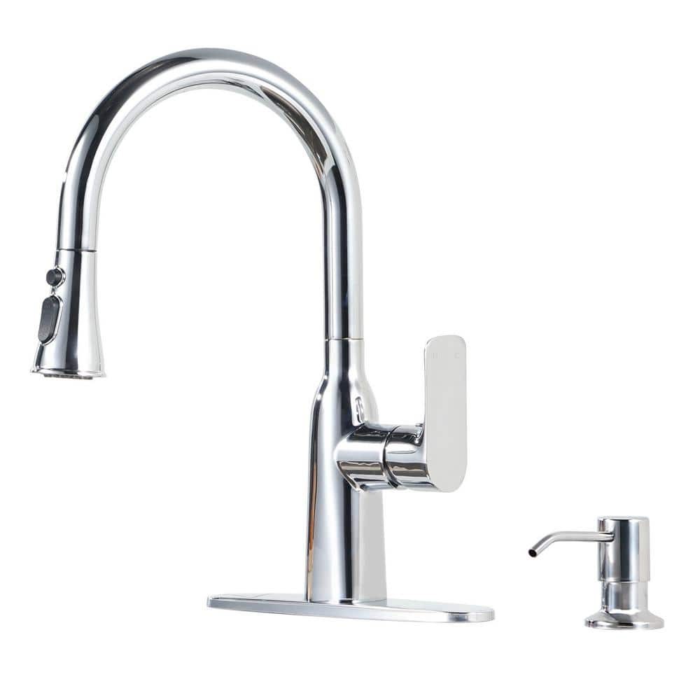 Single Handle Pull Down Sprayer Kitchen Faucet with Soap Dispenser, Advanced Spr