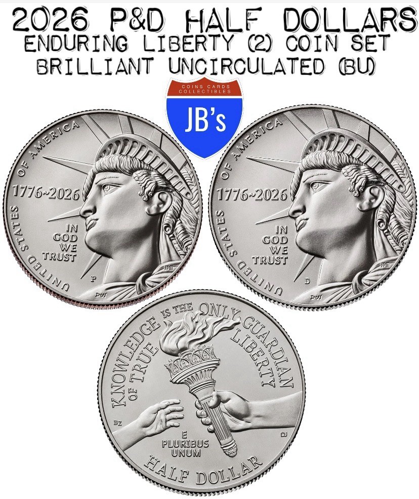 2026 P & D Enduring Liberty Half Dollar (2) Coin Set BRILLIANT UNCIRCULATED (BU)