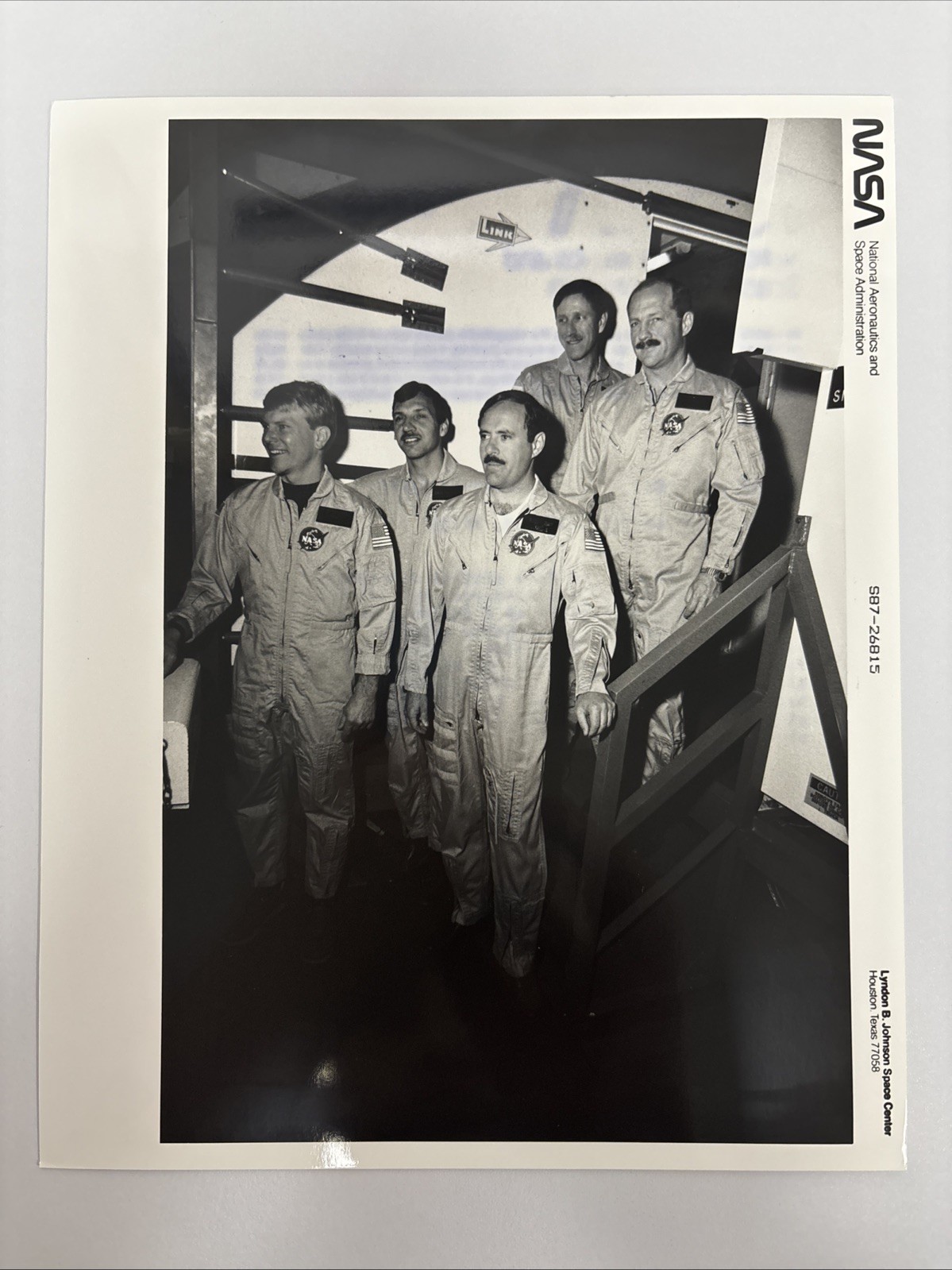 NASA STS 26 Discovery Crew by JSC Shuttle Simulator Black Numbered Press Photo
