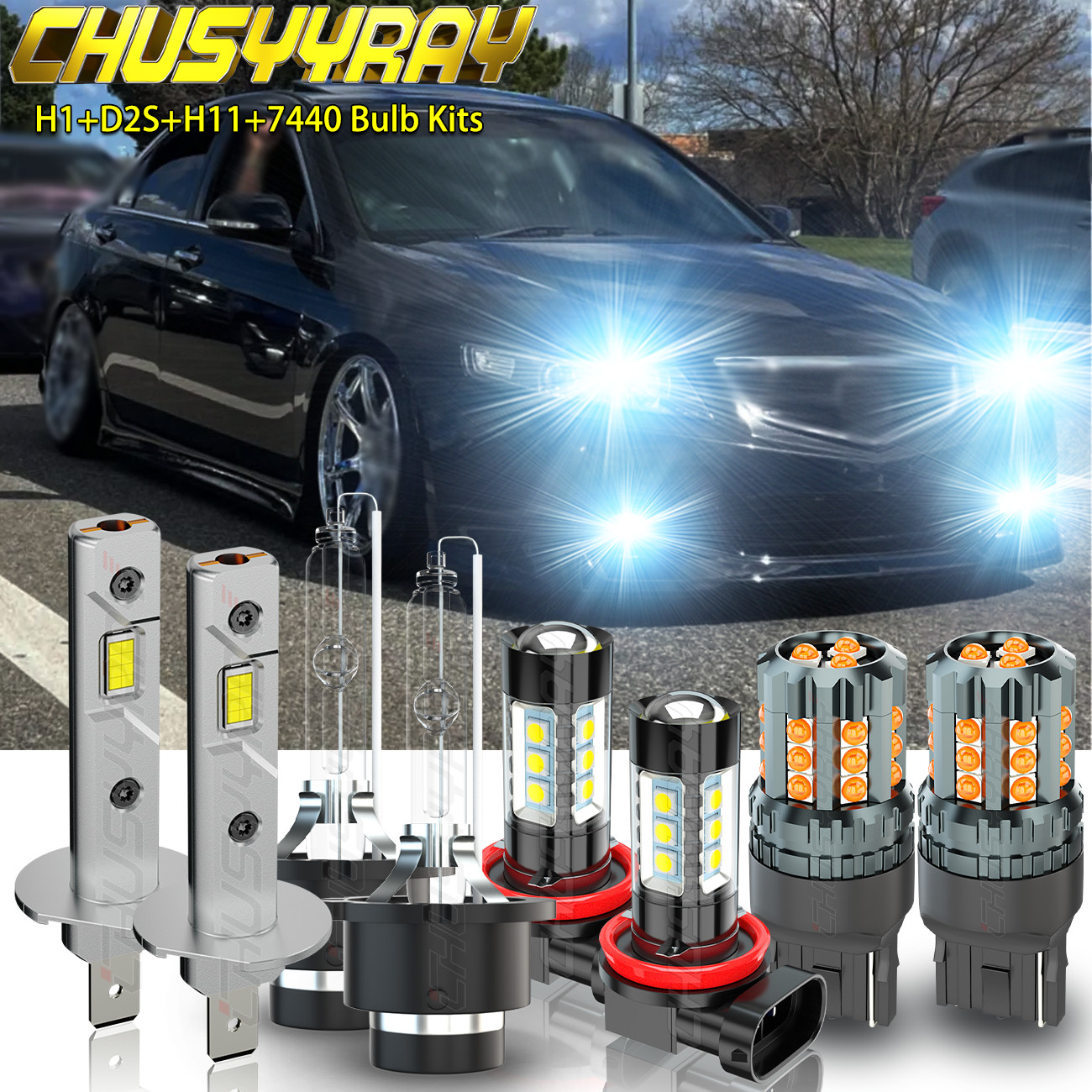For Acura TSX 2004 - 2008 LED HID Headlights Hi/Lo +Fog Light+Turn Signal Bulbs