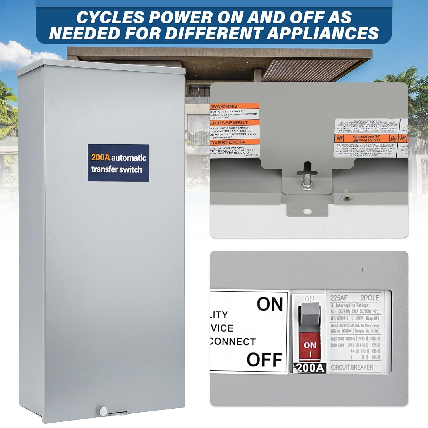 200-AMP Automatic Whole House Transfer Switch.