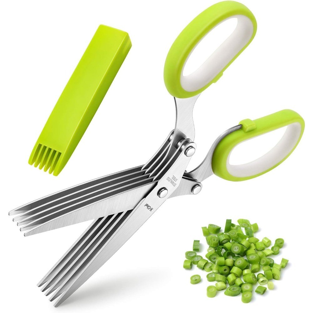 Kitchen 5 Blade Multipurpose Herb Shears with Safety Cover and