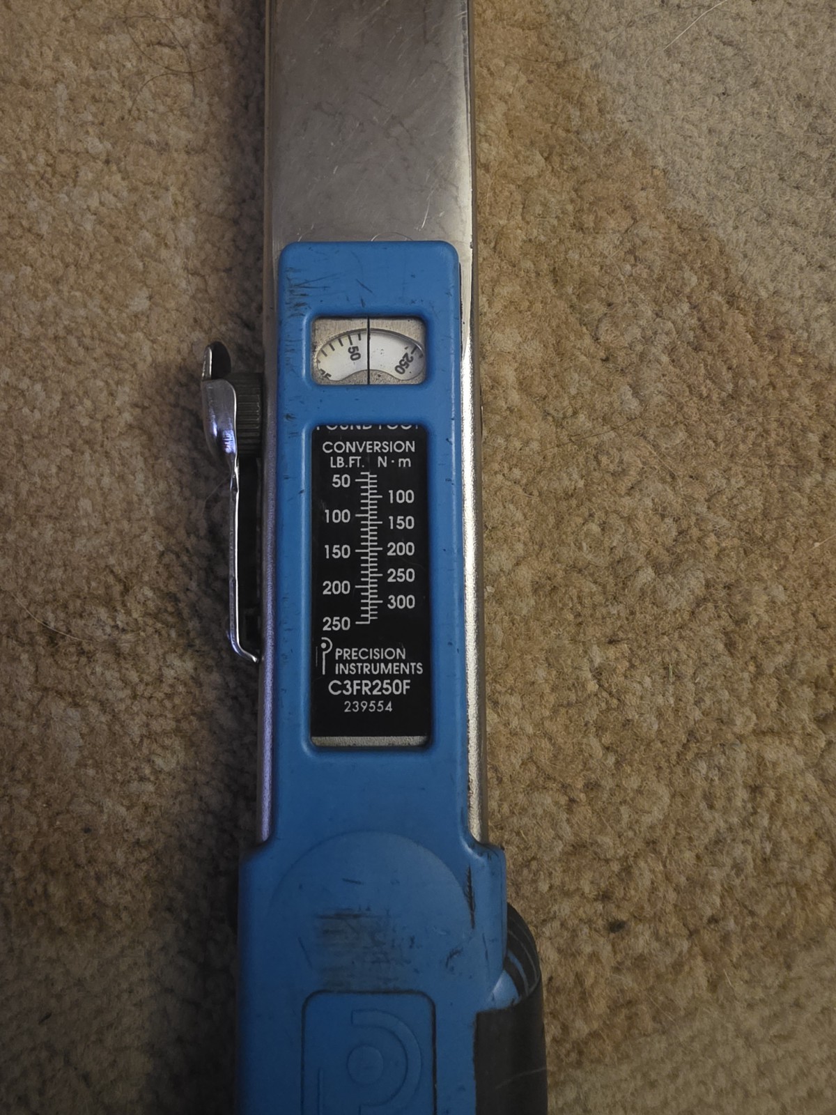 Precision Instruments C3FR250F Ratcheting Adjustable Click Torque Wrench 3/8"