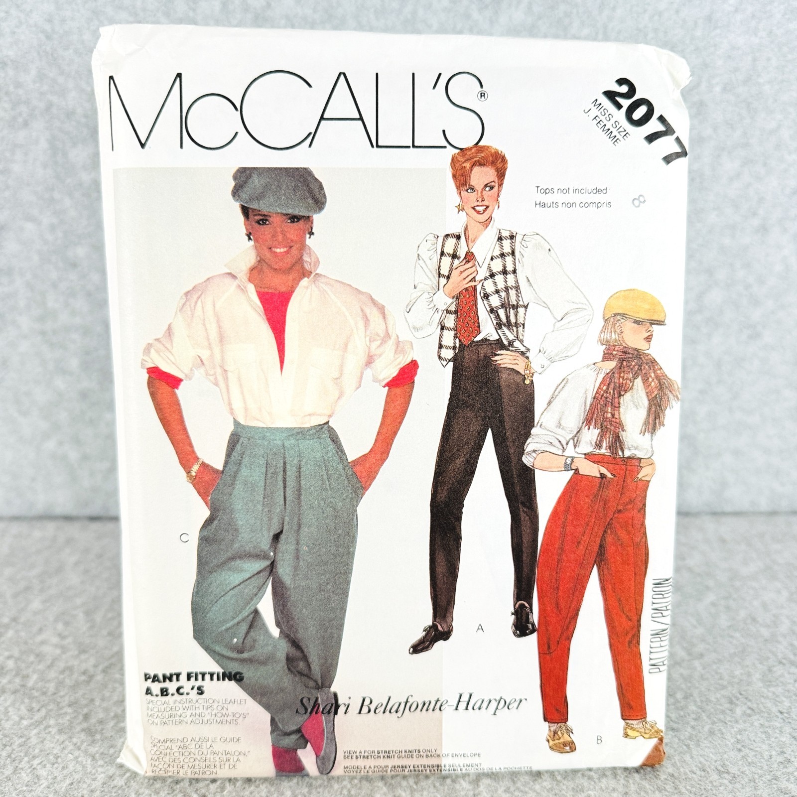 McCalls 2077 Pants w Tapered Legs Stirrups Pockets Misses size 8 Sewing Pattern