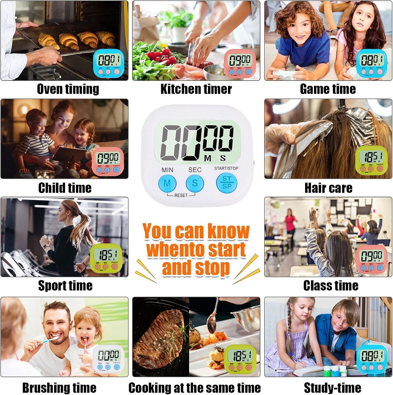 Versatile Electronic Timer - 4 Bright Colors, Ideal for Work, Exercise & Cooking
