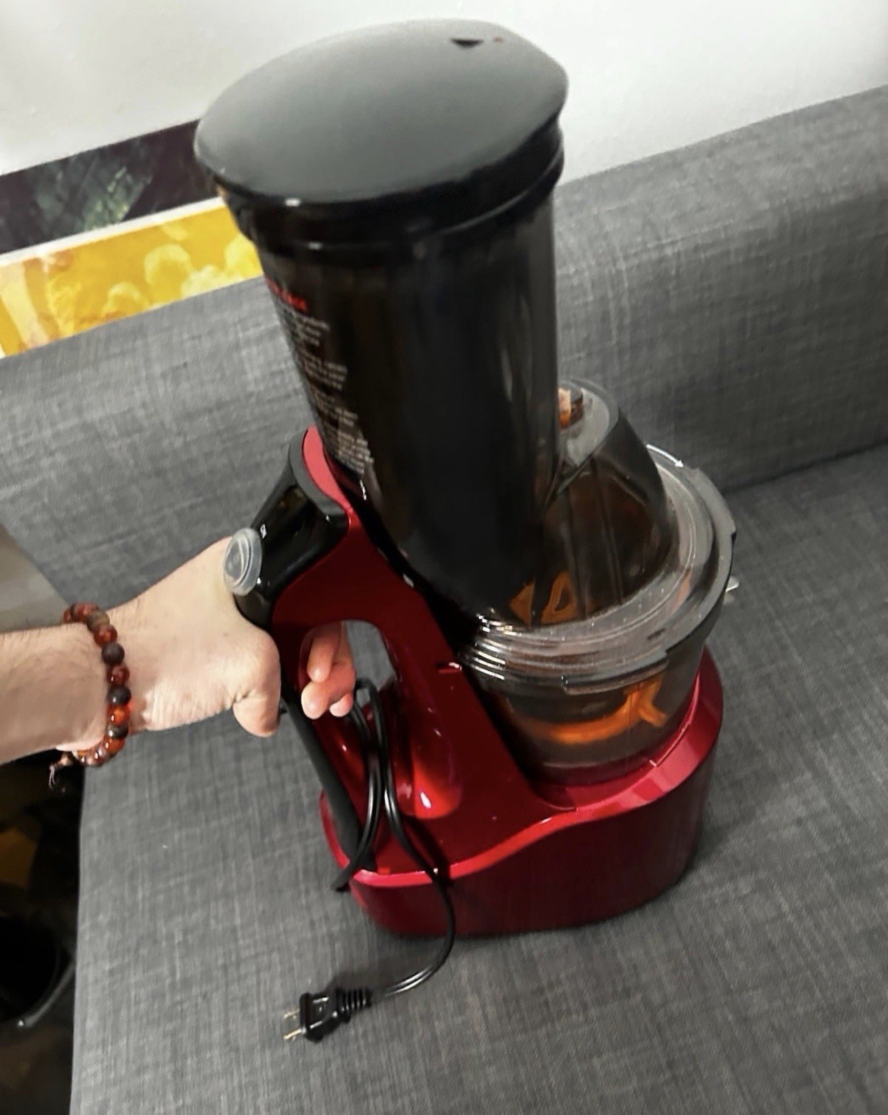 mSKG Juicing Extractor Slow Juicer Red Easy Clean w/ Containers & Parts