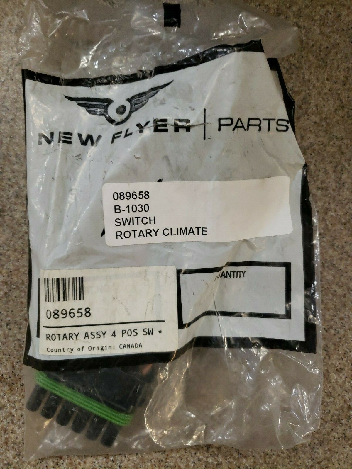 New Flyer 089658, 1084A95G14 4-Position Rotary HVAC Electroswitch New In Bag