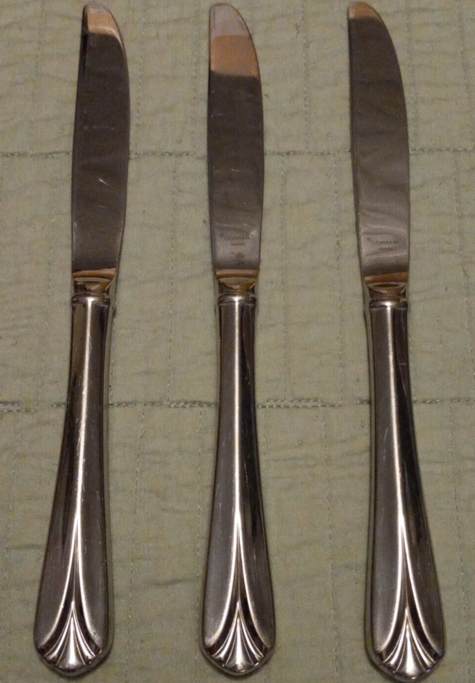 Lot Of 3 Gorham Gatehouse Platinum Korea Stainless 9 1/4" Dinner Knives