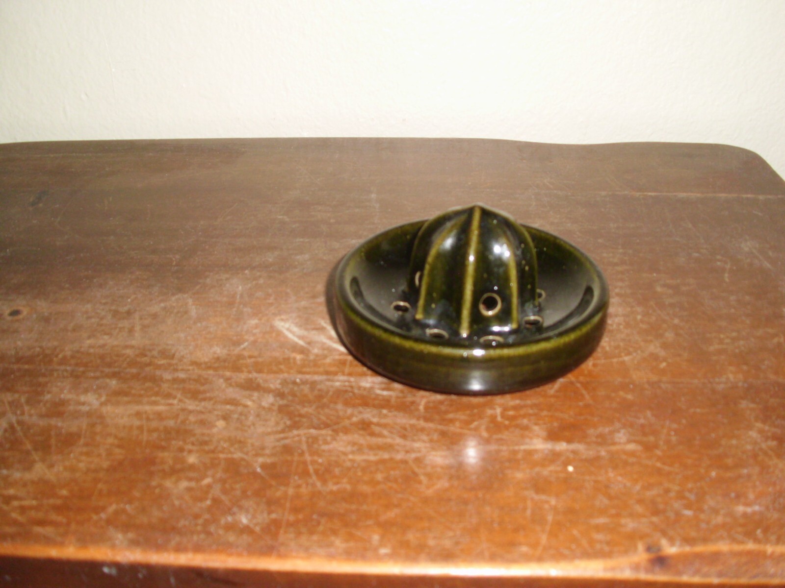 Vintage Pottery Dark Brown Orange Lemon Squeezer Juicer Top Only