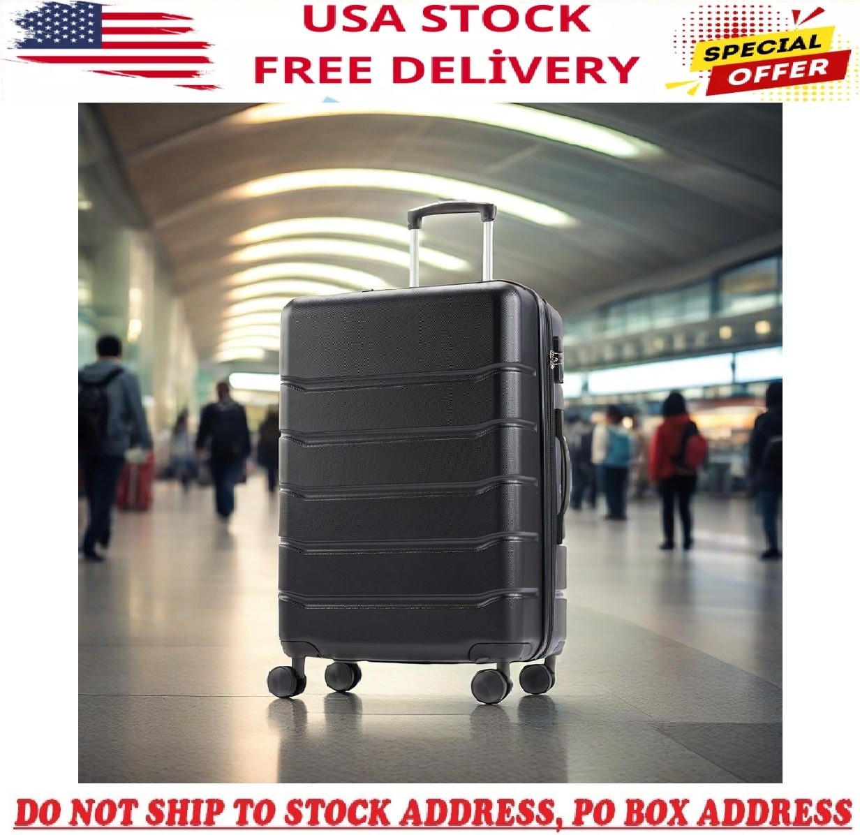 20 Inch Hardside Luggage, Expandable Rolling Luggage with TSA Lock  Black/White