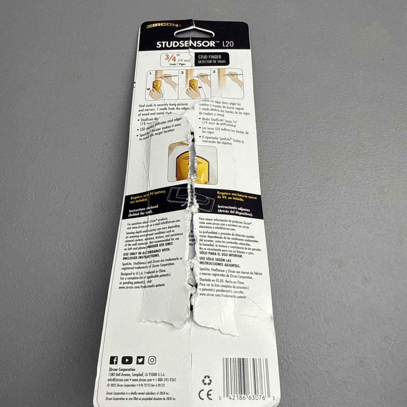 Zircon StudSensor L20 Stud Finder to Locate Stud Edges