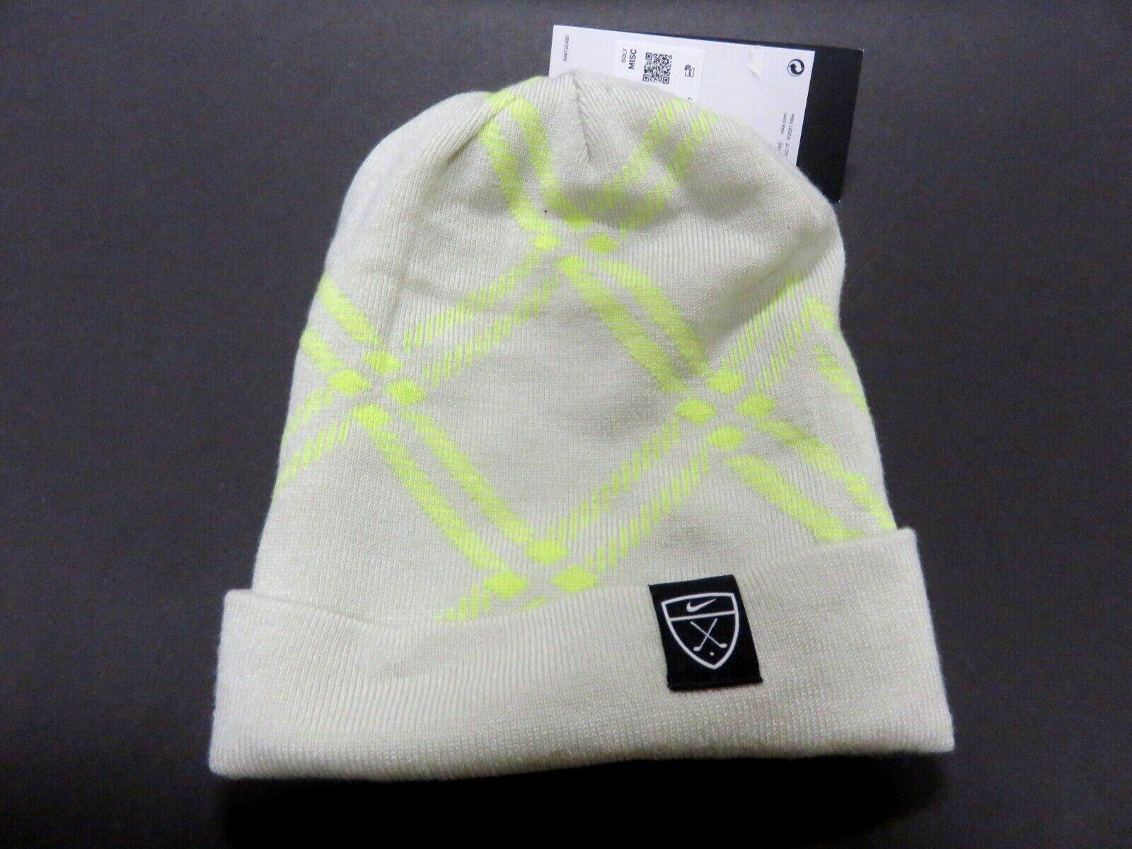 New Nike Golf Reversible Beanie DA3364-072 Light-Bone/Lemon Twist