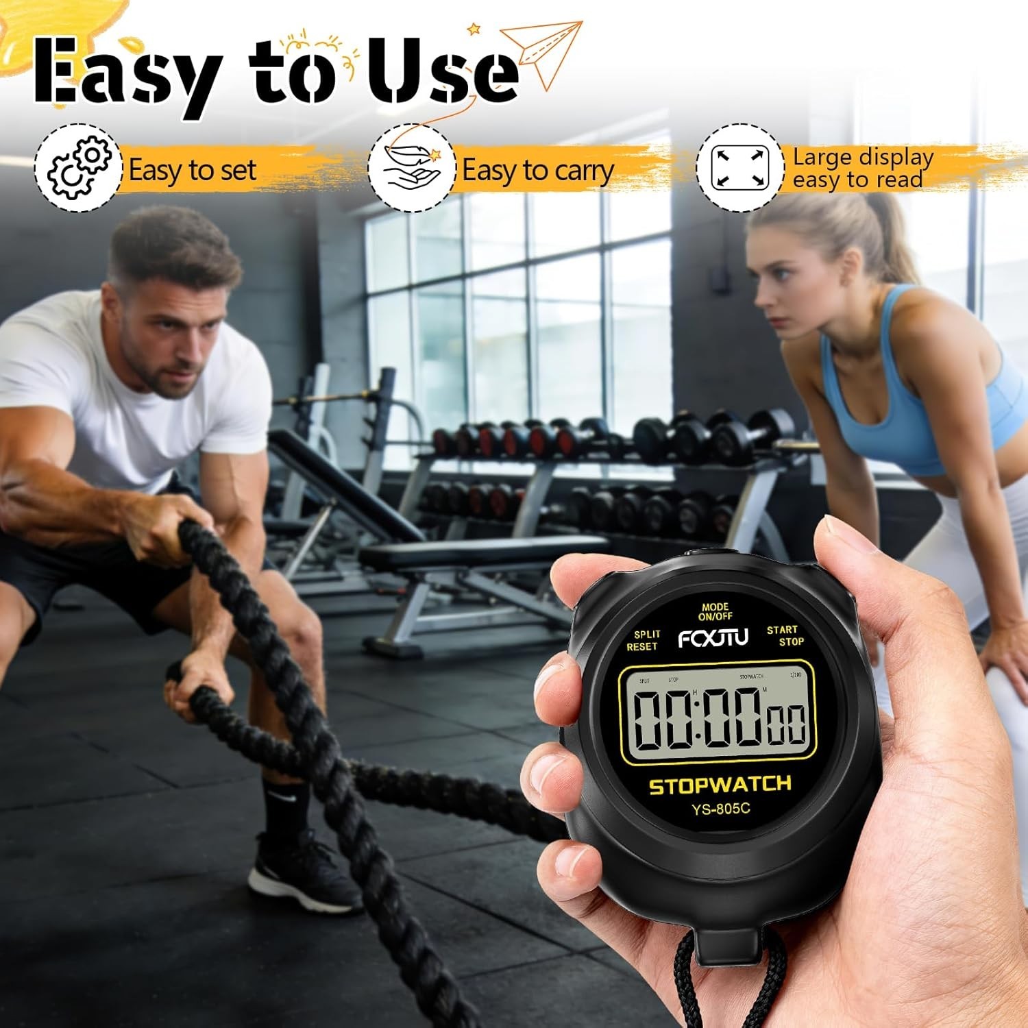 Simple Stopwatch Timer, Single Lap Stopwatch Countdown Timer, No Hourly Beep,...