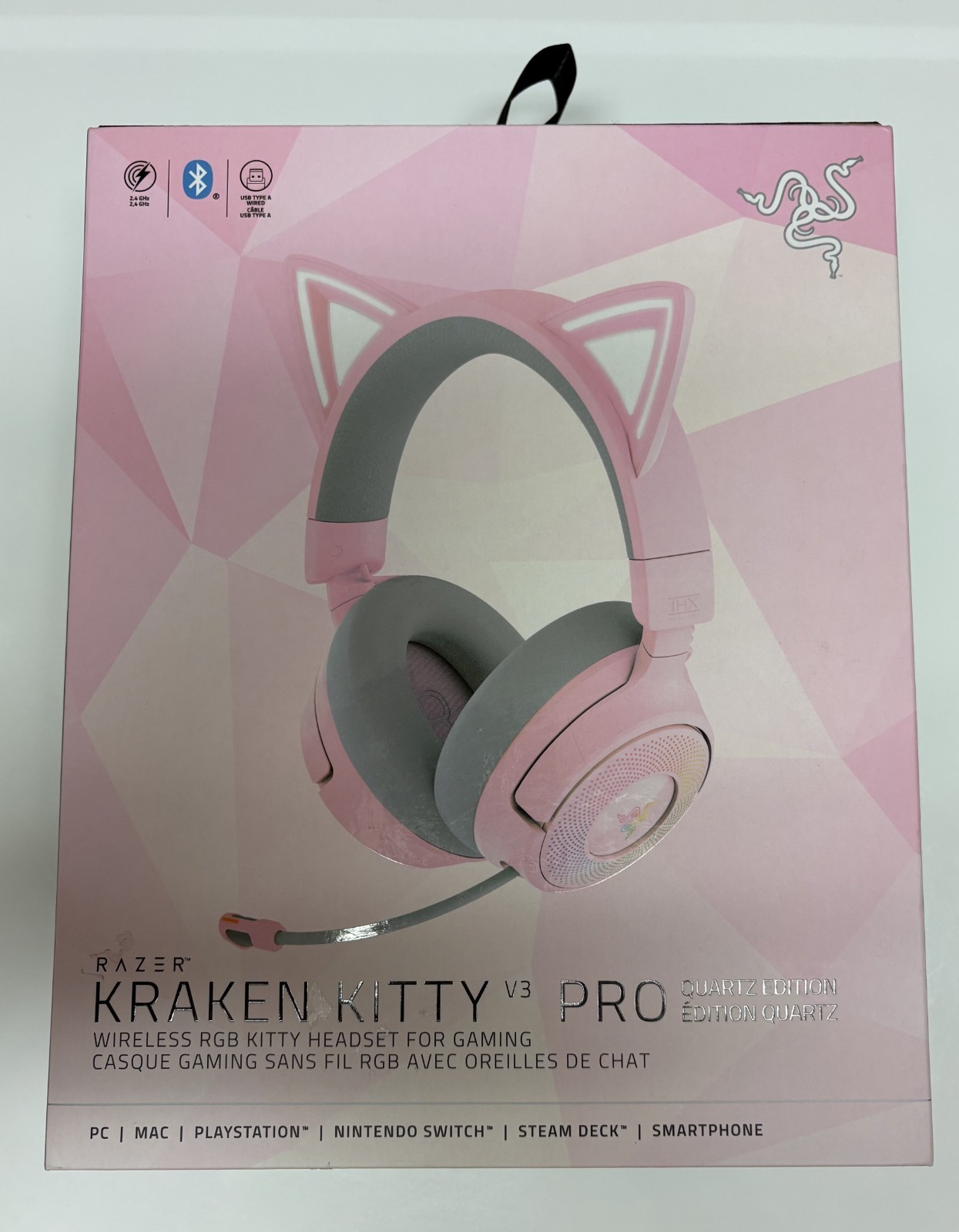 Razer Kraken Kitty V3 Pro Quartz Wireless RGB Headset Pink/White