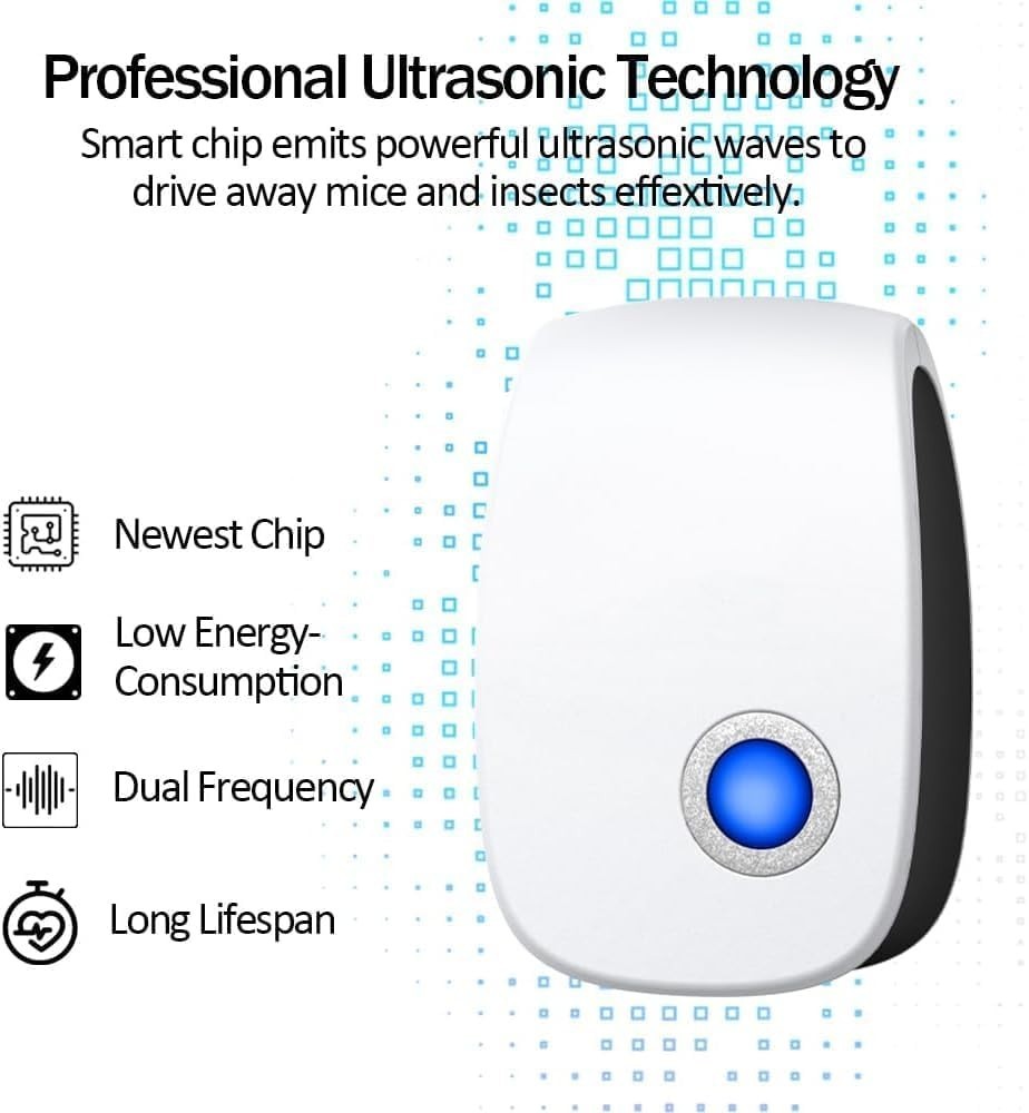 Intelligent Ultrasonic Pest Control Plug-In - 6 Pack with Nightlight Feature