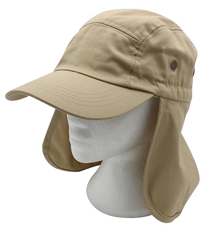 Mens Outdoor Fishing Hiking Army Military Snap Brim Neck Cover Sun Flap Hat SJP