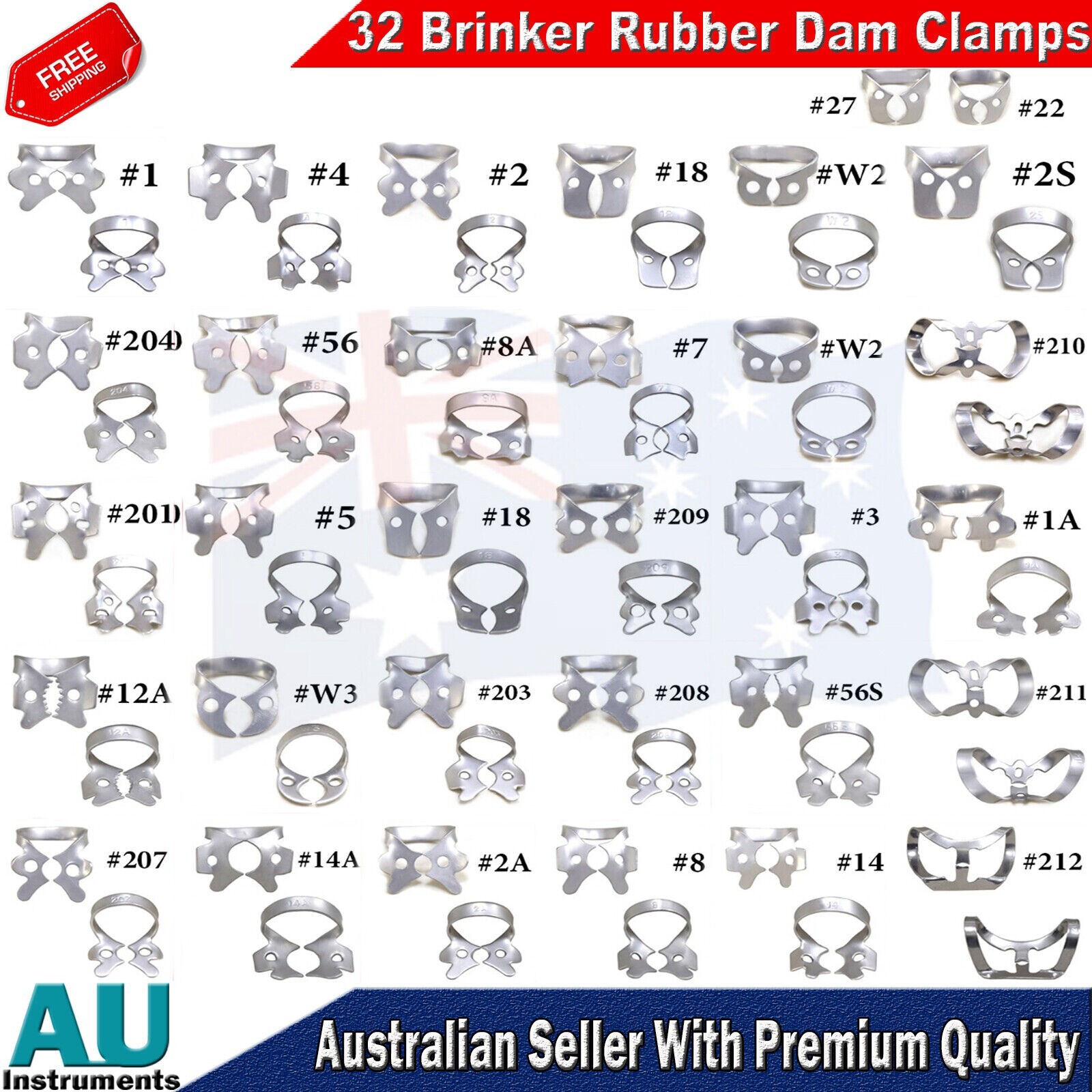 Endodontic Instruments Rubber dam Ivory Light Brinker Clamp Surgical Instruments