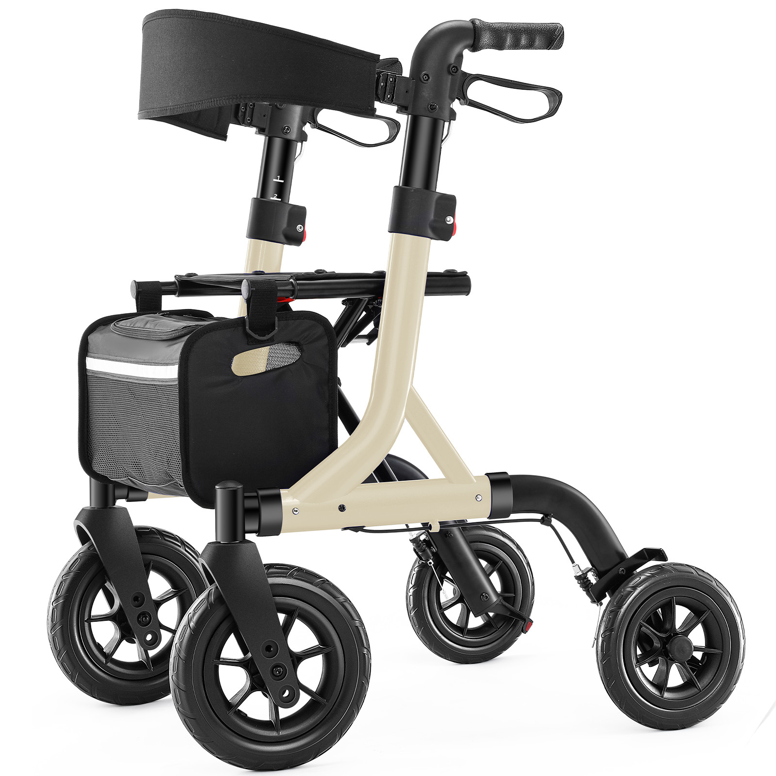 MAXWALK Portable All Terrain Foldable Outdoor Walker 10" Wheels Senior 300lb
