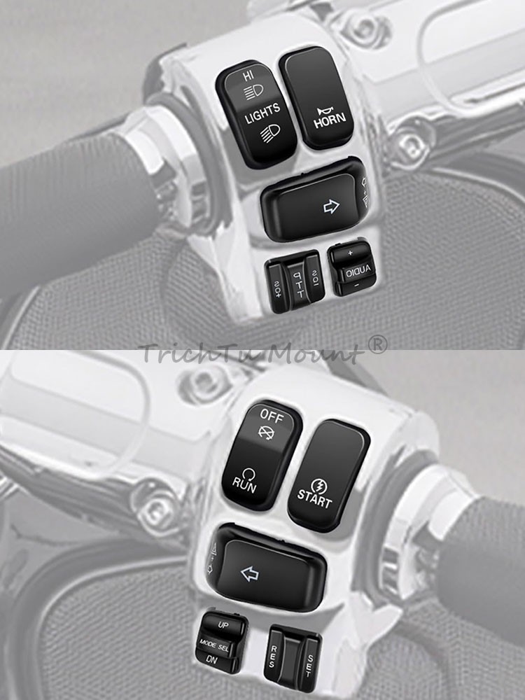 Motorcycle 10pcs Hand Control Switch Button Caps Fits For Harley Electra Glide